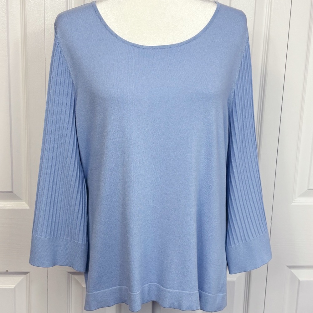 NWT Talbots Light Periwinkle Blue Ribbed Knit Flare Sleeve Sweater XLP